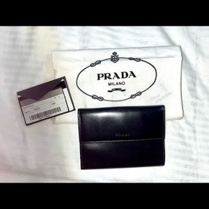 Prada Milano Black Bifold Wallet Leather Excellent Condition Authentic